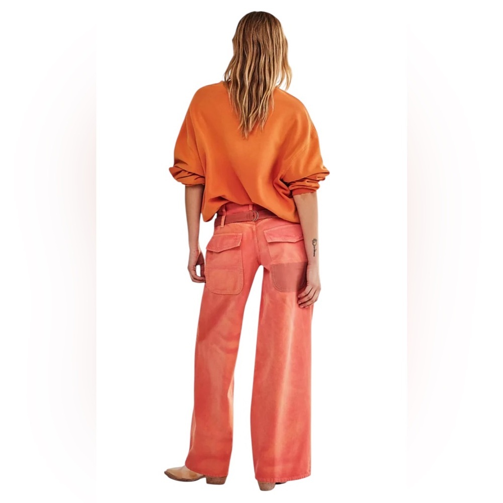 Free People We The Free Waterfalls Baggy Wide Leg Jeans Orange Size 25 - Picture 2 of 16